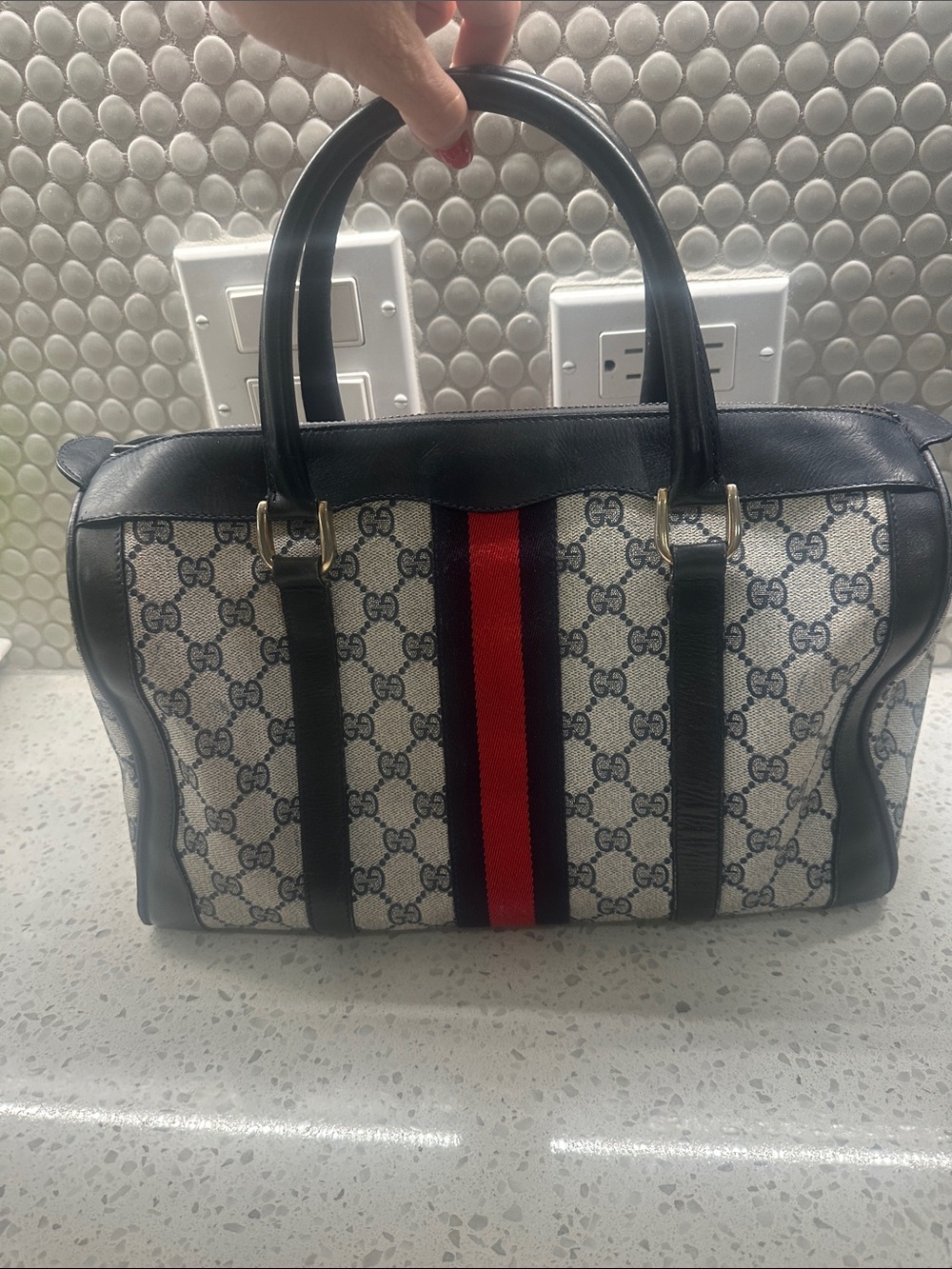 Gucci Boston Bag Navy 13.5 x 6.5 x 8